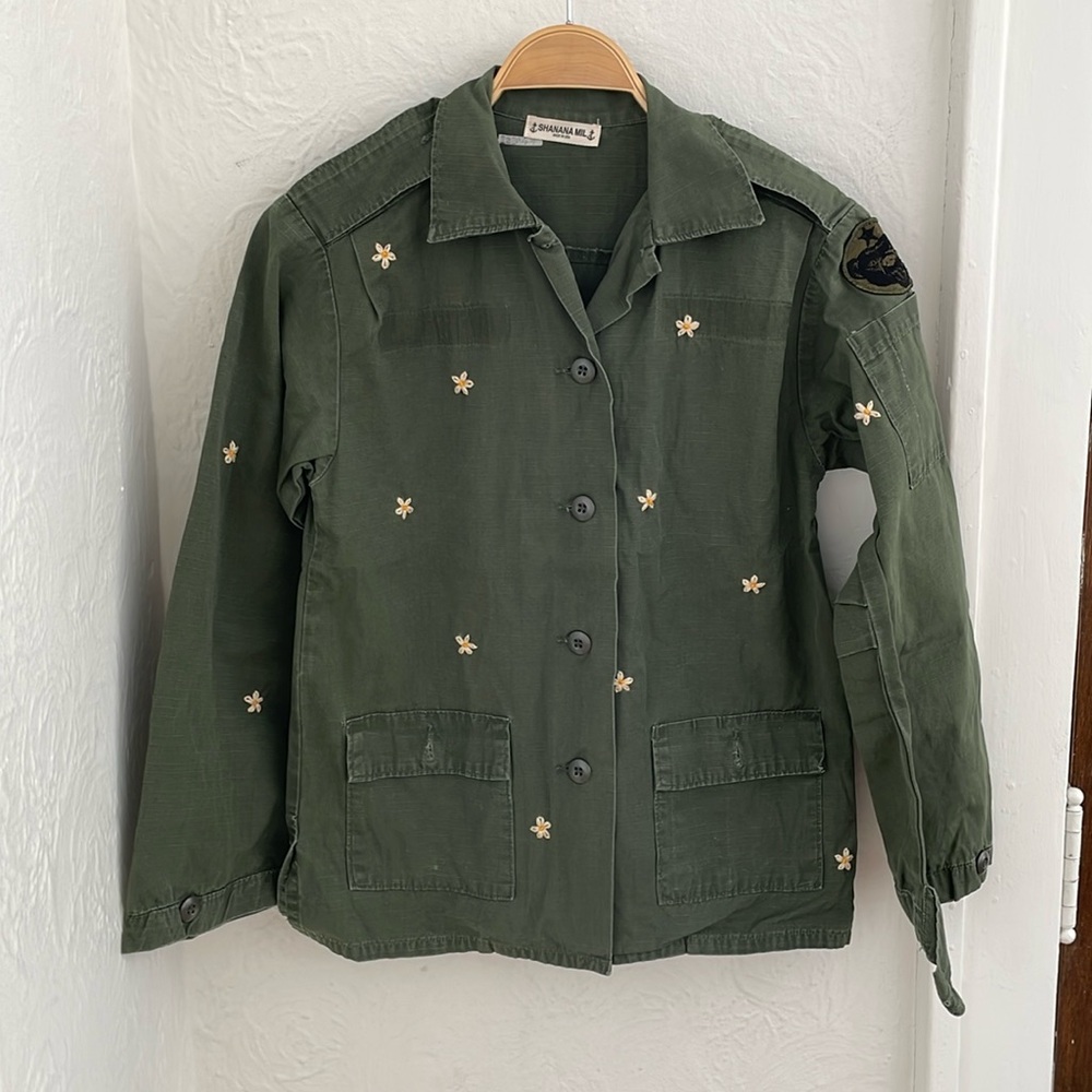 Embroidered Green Utility Jacket